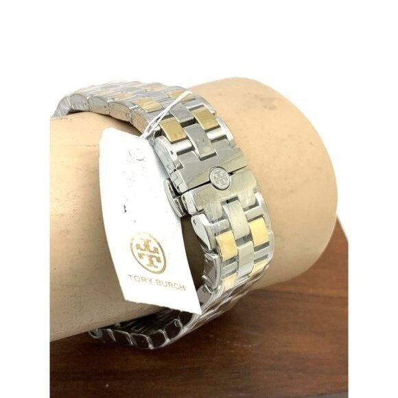 Tory Burch Women's Watch TBW1052 Quartz Chronograph Cream Dial Two Tone Steel - Picture 10 of 14